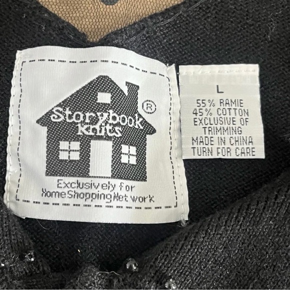 Storybook Knits Cardigan Large Sequin Lace Mobwife Black Beaded‎ Embellished Net - Picture 2 of 12